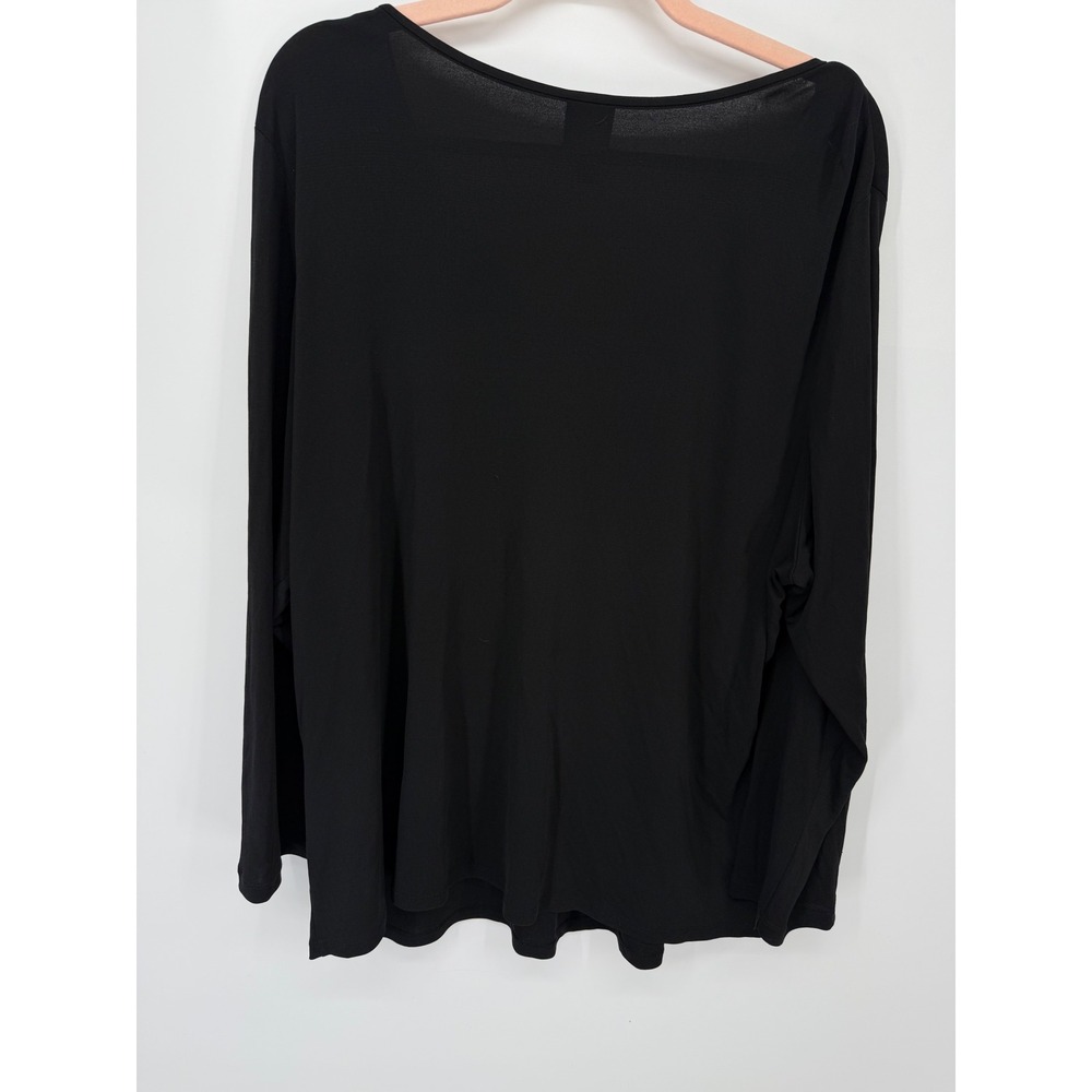 Eileen Fisher Top Woman 2X Black 100% Silk Scoop Neck Long Sleeve Minimalist - Picture 5 of 7